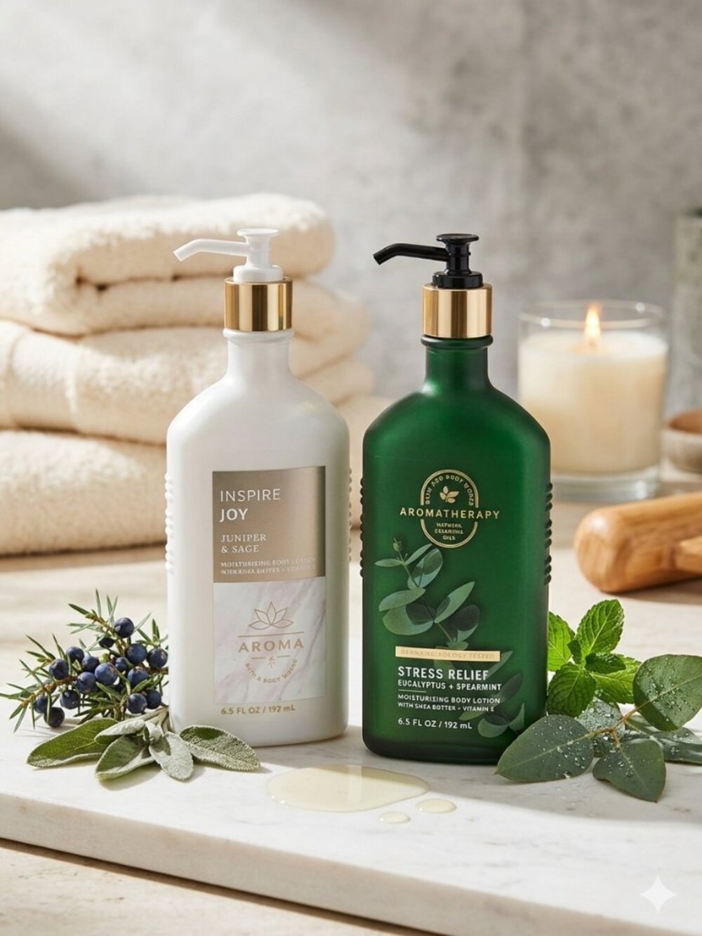 NEW BBW Aromatherapy Set Eucalyptus Spearmint Stress Relief & Inspire Joy Lotion